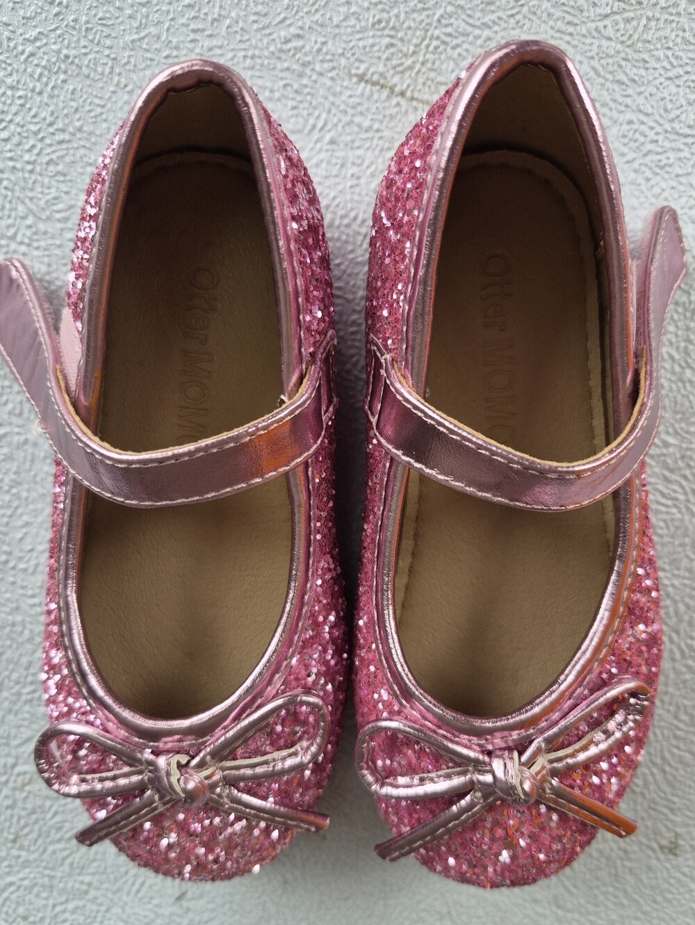 NEW Sparkle Glitter Pink Mary Jane Ballerina Flats Shoes Slip-on Toddler Sz 7